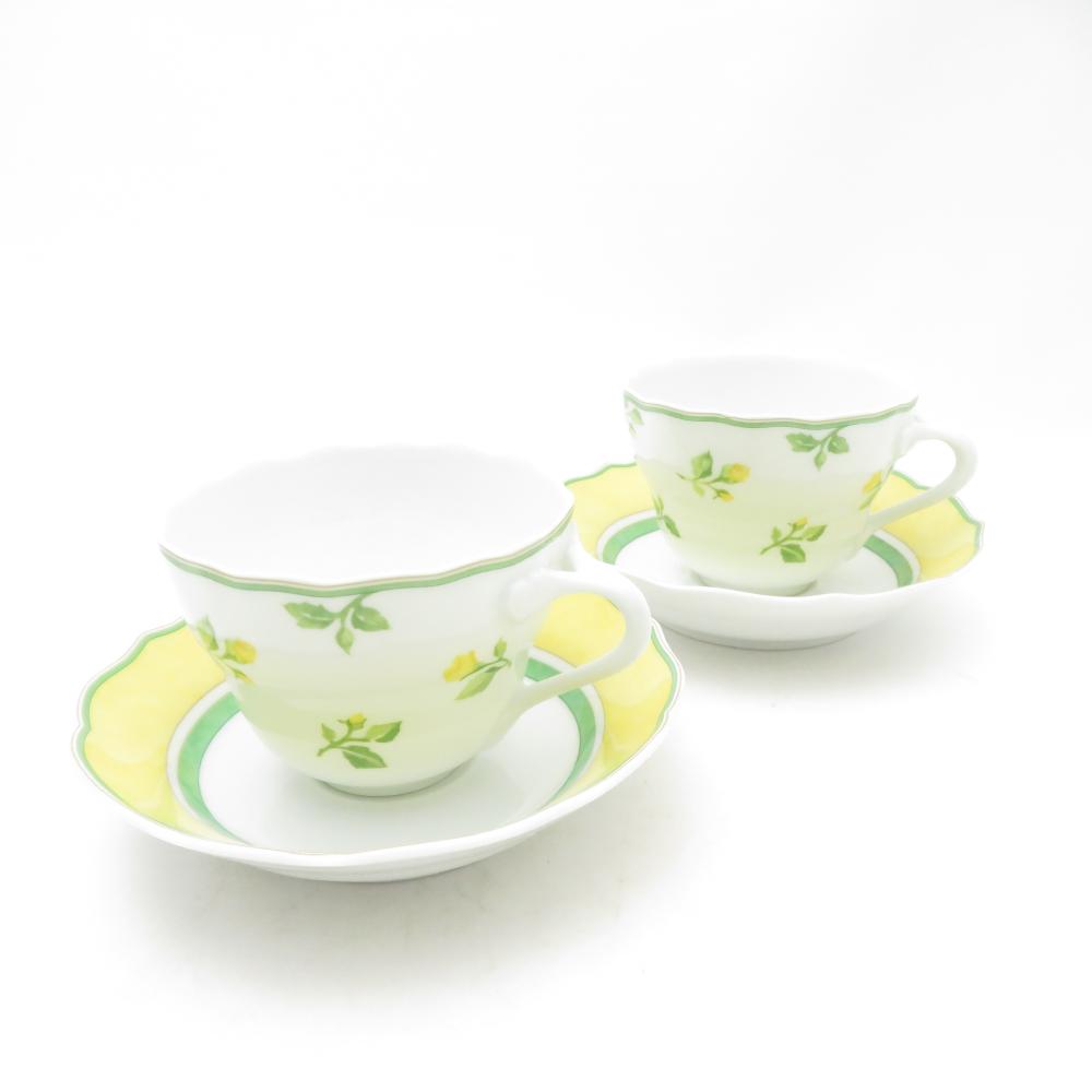 美品 HUTSCHENREUTHER フッチェンロイター メドレー サマードリーム ティーカップ＆ソーサー 2客 ペア SU13450A2 【中古】