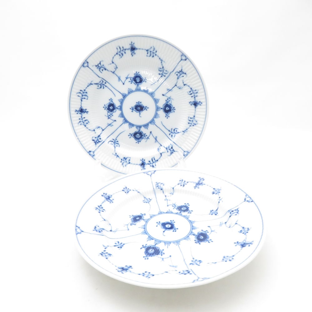 美品 ROYAL COPENHAGEN ロイヤルコペンハーゲン ブルーフルーテッドプレイン 178 中皿 2枚 ペア 21cmプレート 前菜 テーブルウェア SU13567P1 【中古】