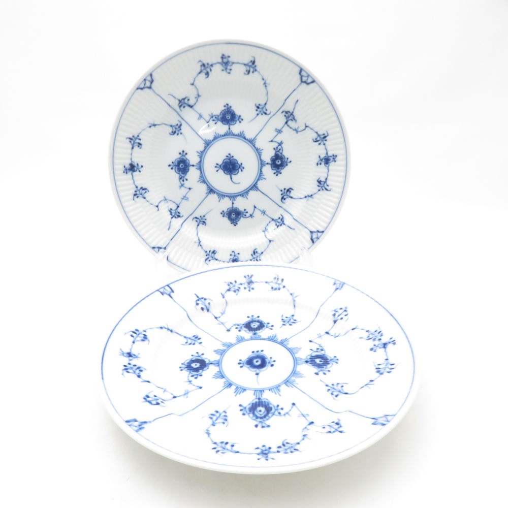 美品 ROYAL COPENHAGEN ロイヤルコペンハーゲン ブルーフルーテッドプレイン 178 中皿 2枚 ペア 21cmプレート 前菜 テーブルウェア SU13568P1 【中古】