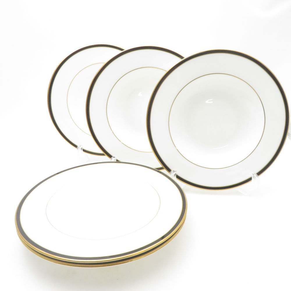 美品 LENOX レノックス デビューコレクション KRISTY スーププレート 5枚 セット 21cm リム付きボウル SC10078V2 【中古】