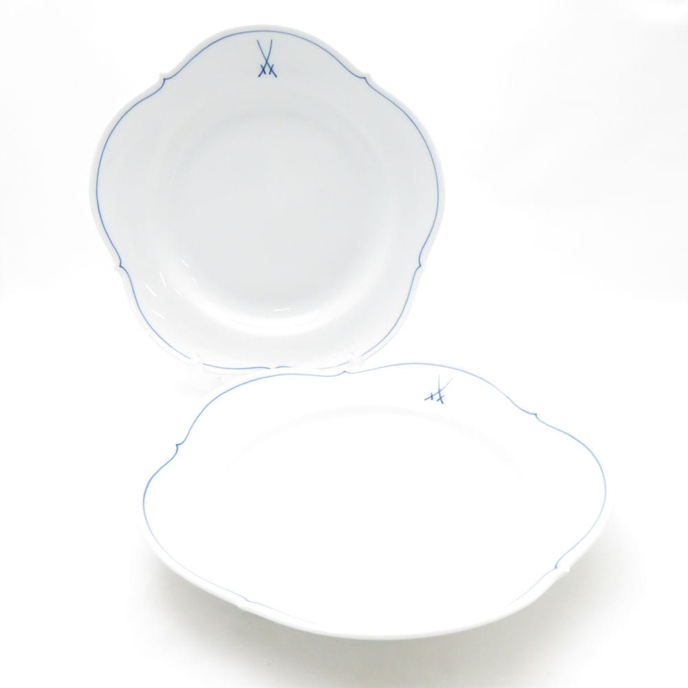 MEISSEN マイセン ホワイトマイセン 大皿 ペア 25cmプレート ディナー 双剣 SM4941K1 【中古】