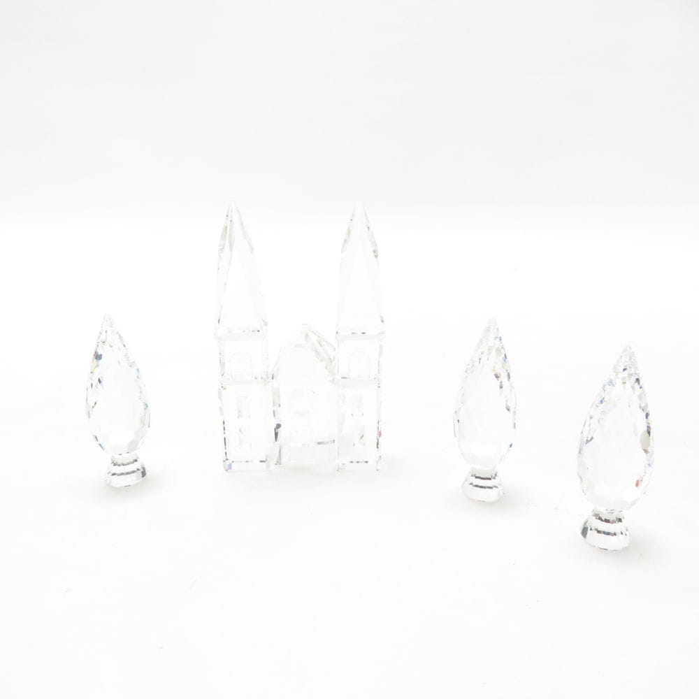 SWAROVSKI スワロフスキー カテドラル ポプラの木 フィギュリン 4点 セット 置物 廃盤 オブジェ SC10017C2 【中古】
