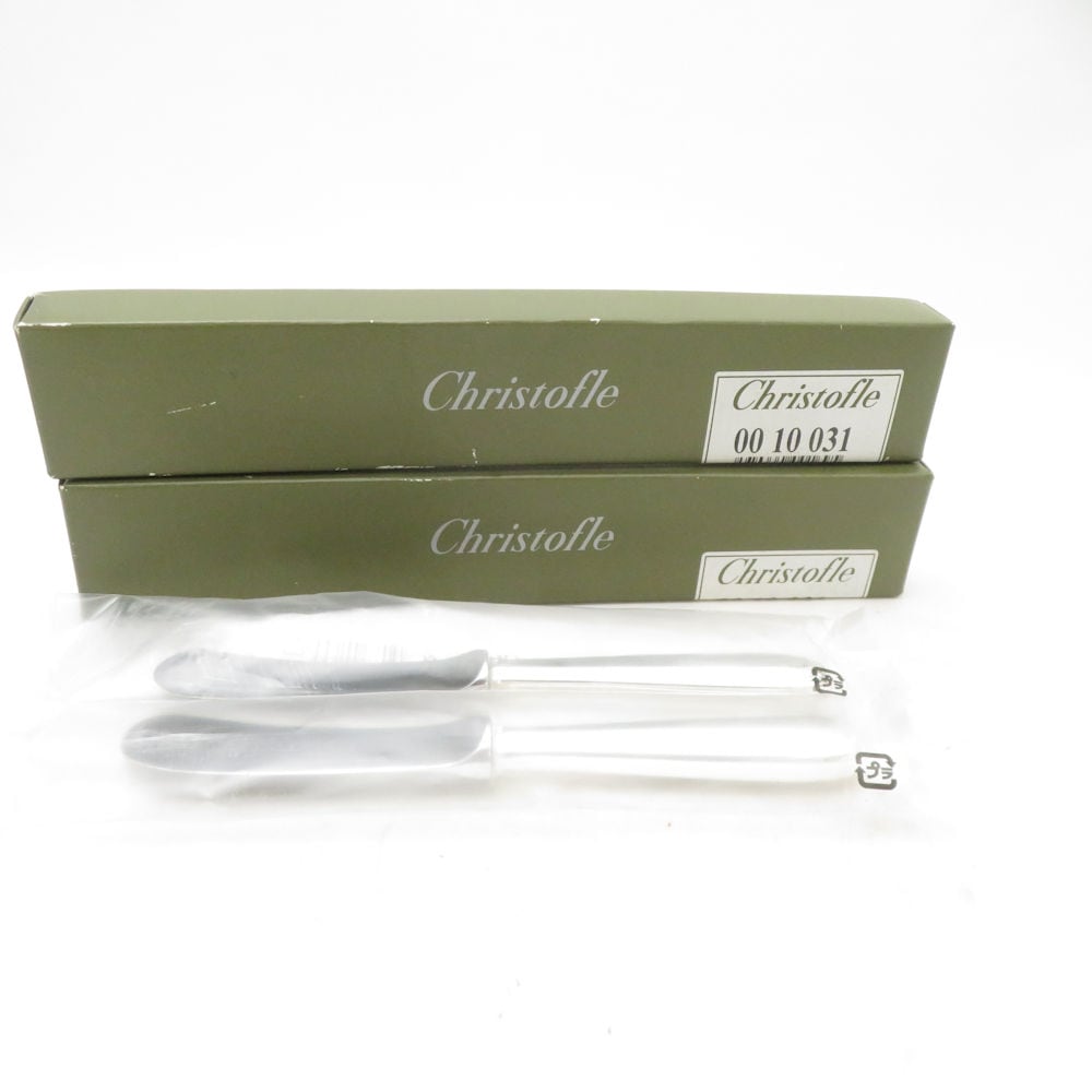 未使用 Christofle クリストフル パール バターナイフ 2点 ペア カトラリー シルバープレート SC10729A3 【中古】