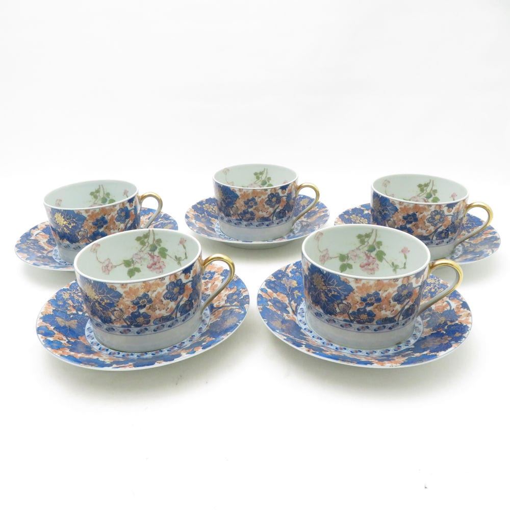 美品 HAVILAND アビランド リモージュ ダムーズ カップ＆ソーサー 5客 セット ティー コーヒー 花 フラワー SU13771Q1 【中古】