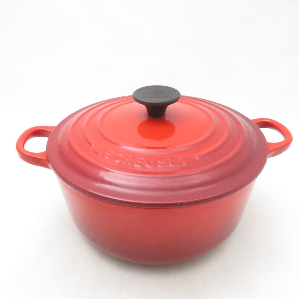 美品 Le Creuset ルクルーゼ ココットロンド 両手鍋 20cm 料理 チェリーレッド SO3867T1 【中古】