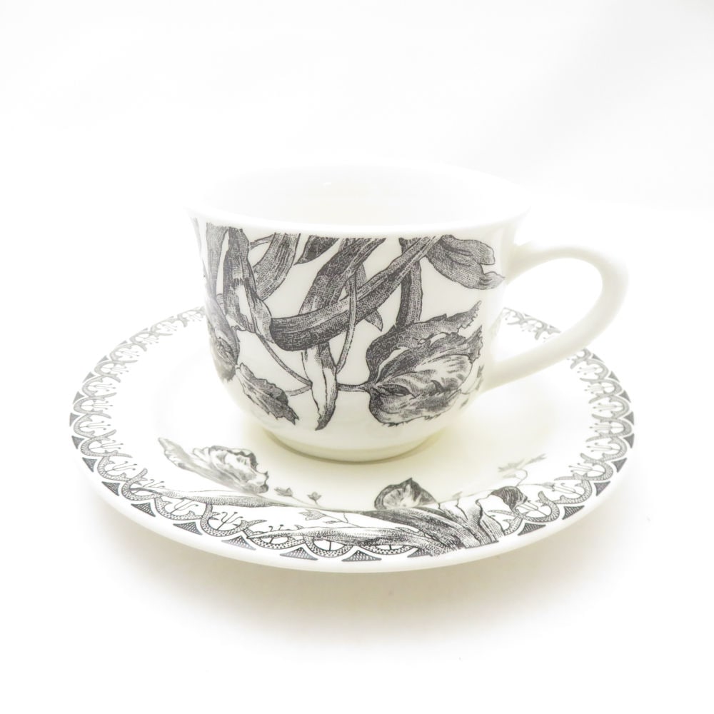美品 Gien ジアン チューリップ ティーカップ＆ソーサー 220ml SC9956S2 【中古】