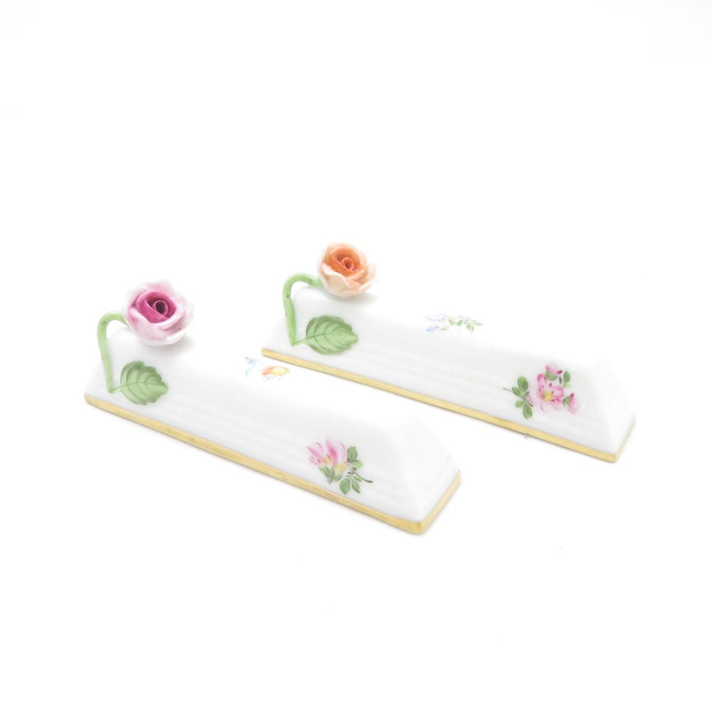 美品 Herend ヘレンド ミルフルール MF 276 ナイフレスト 2点 セット ローズ 小花 箸置き テーブルウェア SU13608E2 【中古】