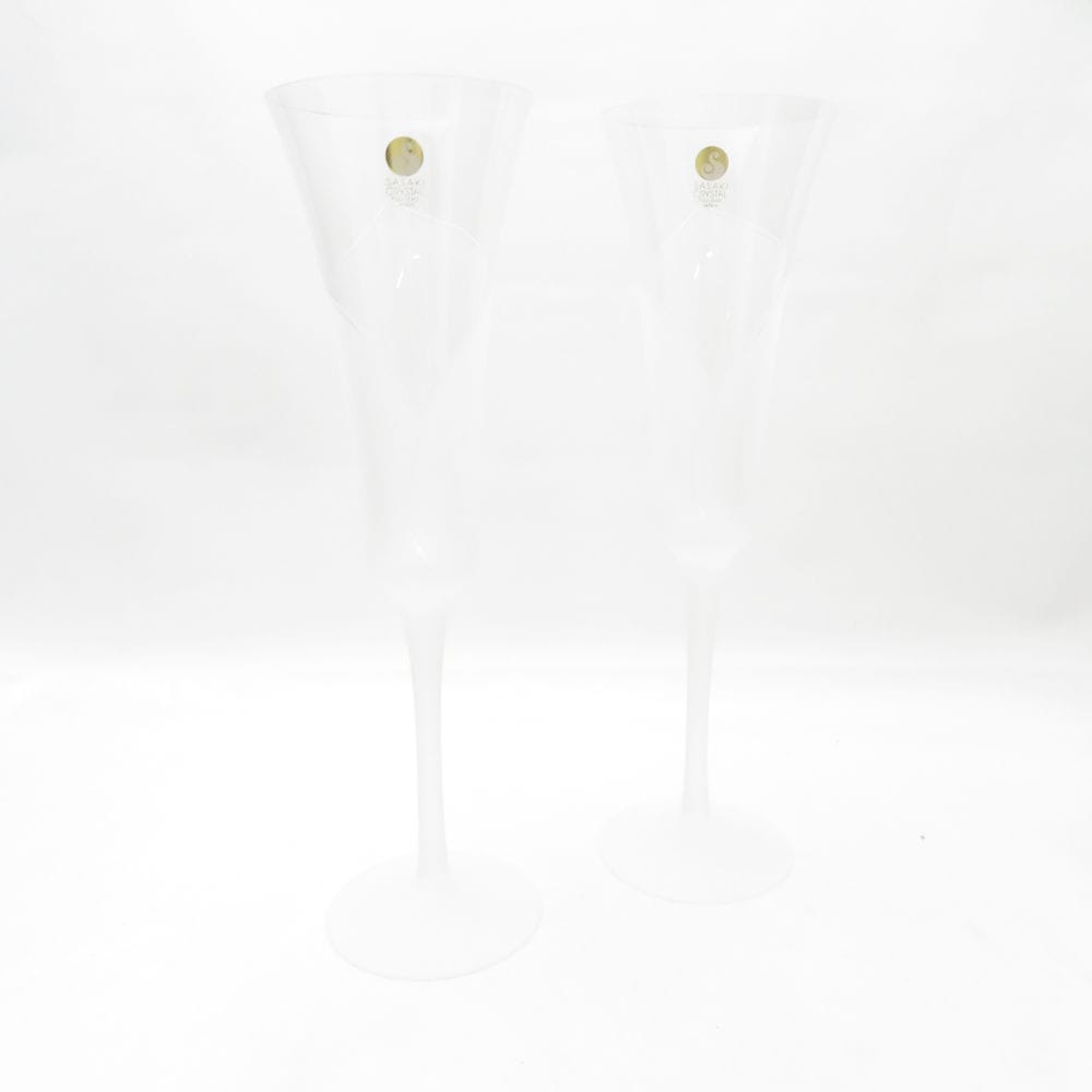 未使用 SASAKI CRYSTAL ササキクリスタル カラーリリー シャンパングラス 2客 ペア H24.5cm SC9667A1 【中古】