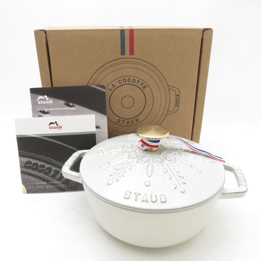 未使用 STAUB ストウブ Wa-NABE ワナベ S スノーフレーク 両手鍋 鋳鉄 16cm 1.1L カンパーニュ SC10223Z 【中古】