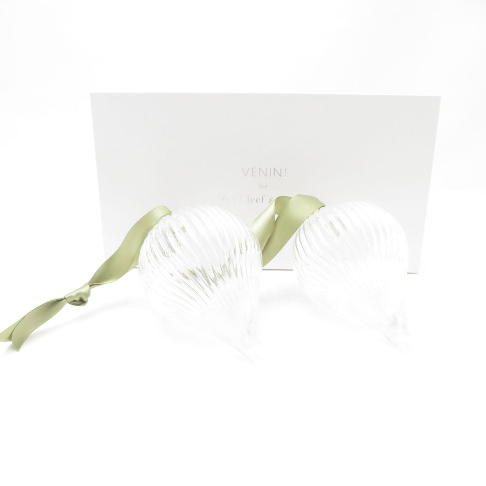 未使用 Van Cleef & Arpels ヴァン クリーフ＆アーペル VENINI for Van Cleef ＆ Arpels オーナメント 2点 ガラス ホリデー SM4915P1 【中古】
