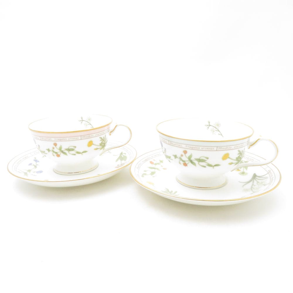 Noritake ノリタケ Von Linnaei リンネ ティーカップ＆ソーサー 2客 ペア 花柄 SC10355G2 【中古】