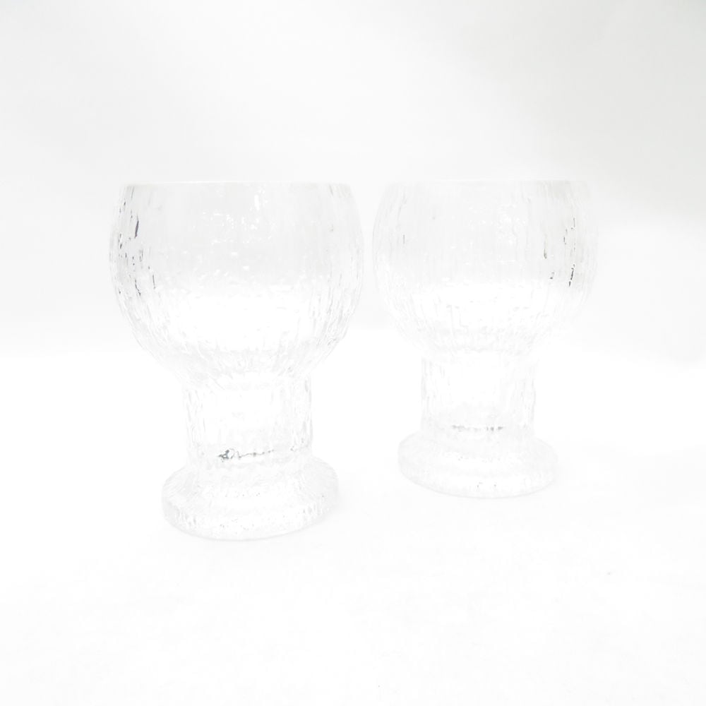 美品 iittala イッタラ kekkerit ケッケリト グラス 2点 ペア H9cm ティモサルパネヴァ 北欧 SC10569D2 【中古】