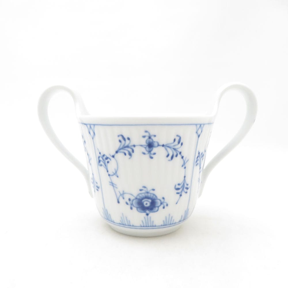 未使用 ROYAL COPENHAGEN ロイヤルコペンハーゲン ブルーフルーテッドプレイン カップ ハイハンドル ダブルハンドル SO3845B4 【中古】