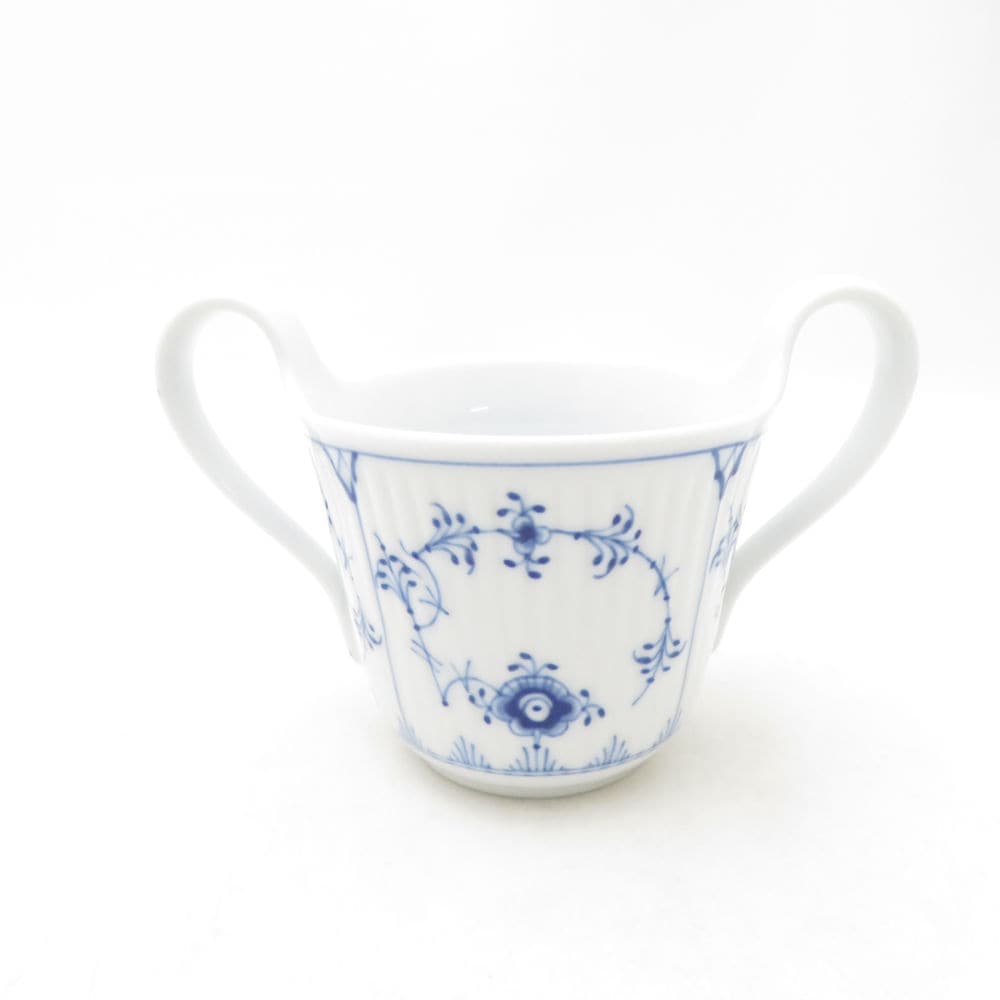 未使用 ROYAL COPENHAGEN ロイヤルコペンハーゲン ブルーフルーテッドプレイン カップ ハイハンドル ダブルハンドル SO3846B4 【中古】