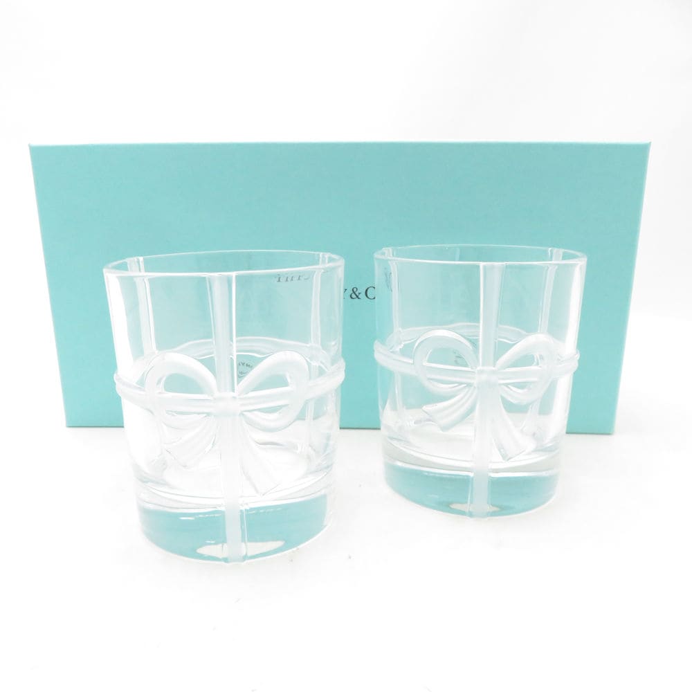 未使用 TIFFANY＆Co. ティファニー ボウグラス タンブラー 2点 ペア グラス コップ テーブルウェア SU13852D1 【中古】