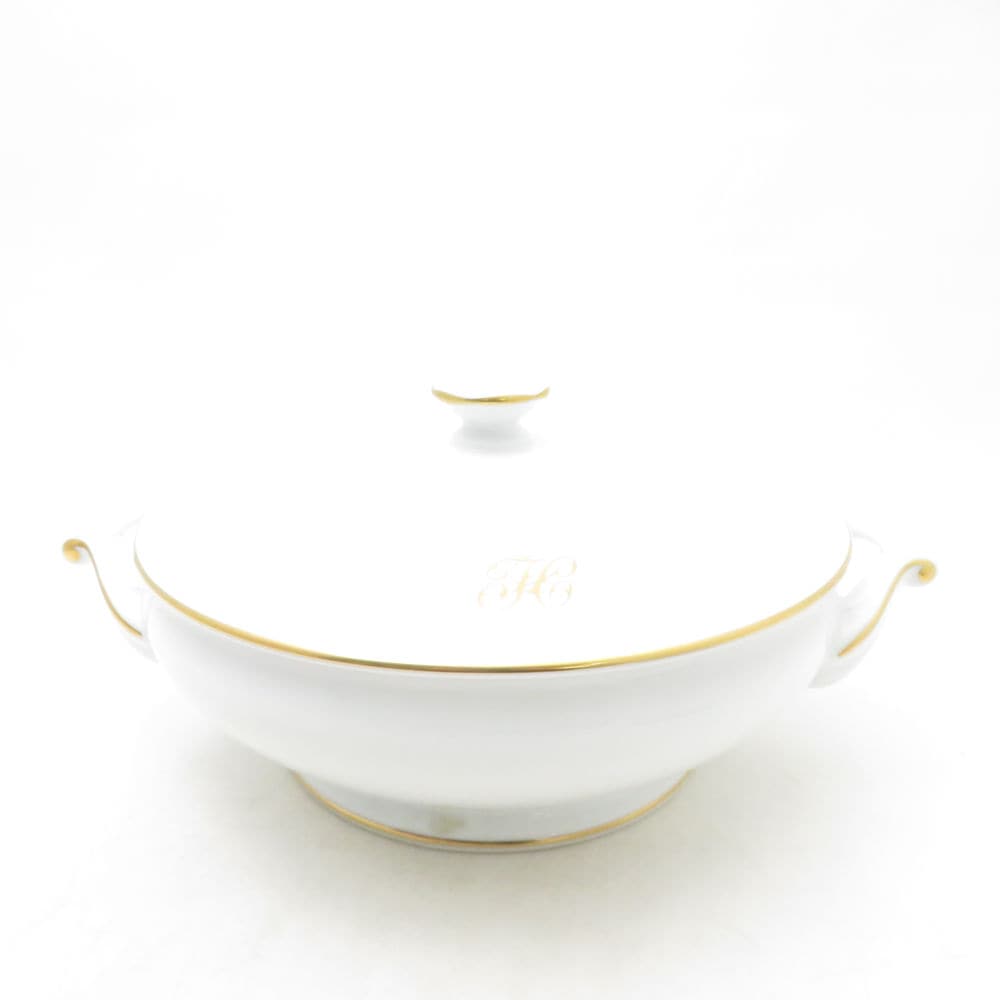 美品 OKURA 大倉陶園 ゴールドライン リムシェープ キャセロール スープ チューリン SM5120U2 【中古】