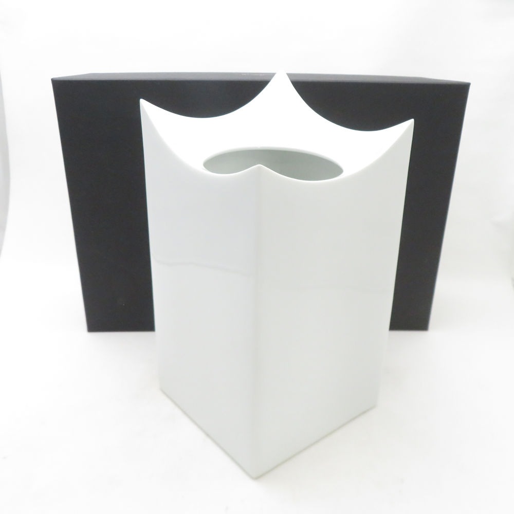 未使用 Rosenthal ローゼンタール Roof White ルーフホワイト 花瓶 スタジオライン フラワーベース SM5135Z 【中古】