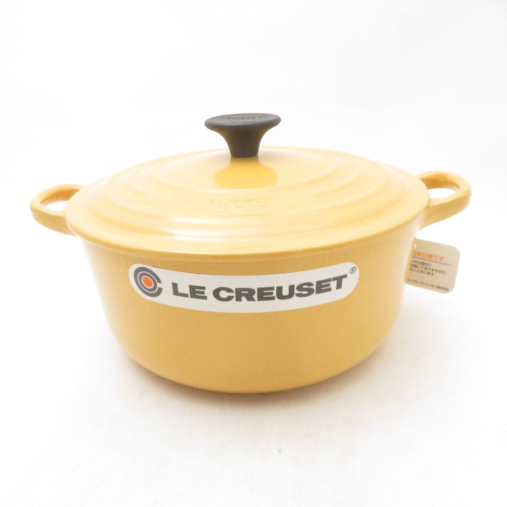 未使用 Le Creuset ルクルーゼ ココットロンド 両手鍋 サフランイエロー 20cm SO3876L1 【中古】