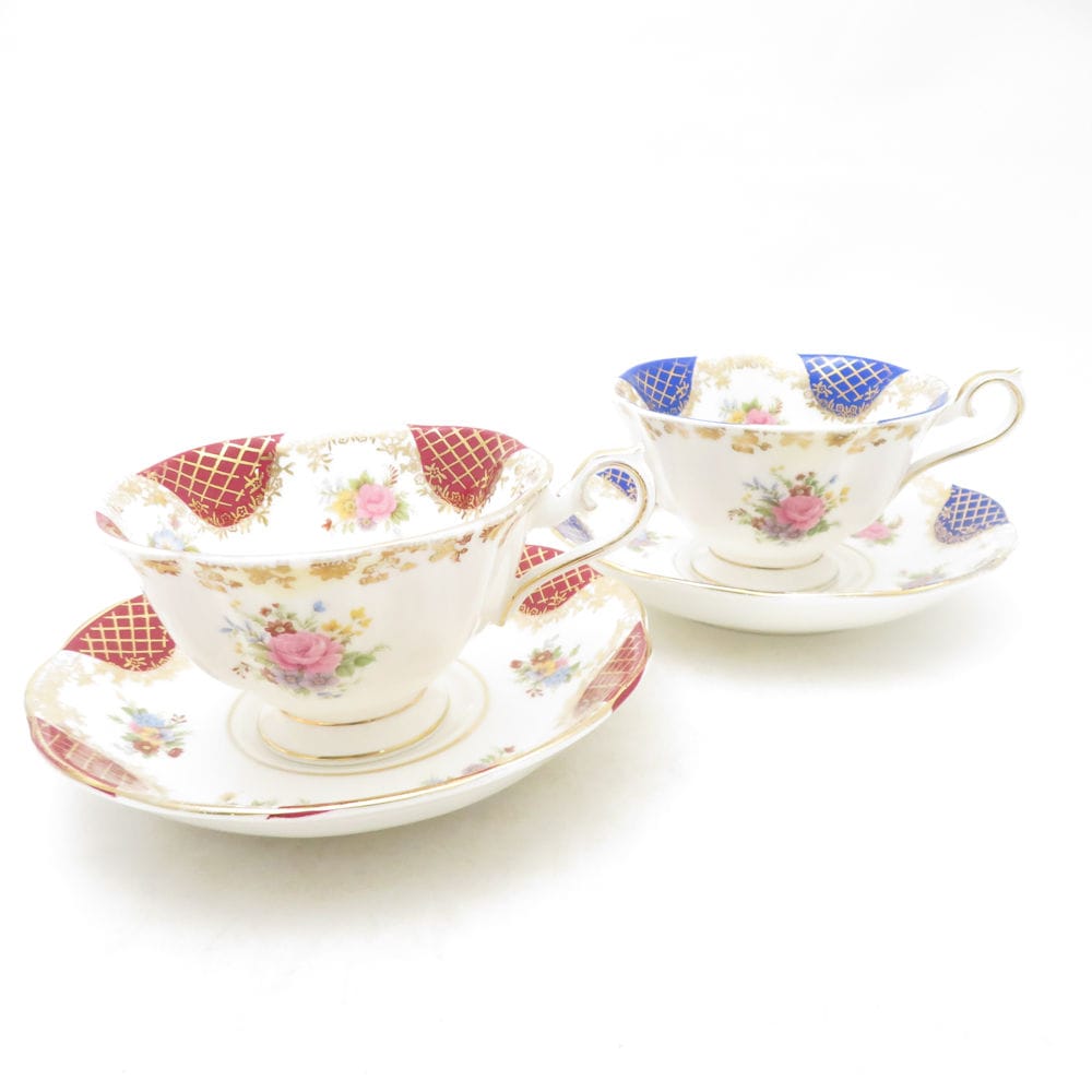 ROYAL ALBERT ロイヤルアルバート エンプレスシリーズ イザベラ/キャサリン ティーカップ＆ソーサー 2客 セット 紅茶 英国 SU14005K2 【中古】