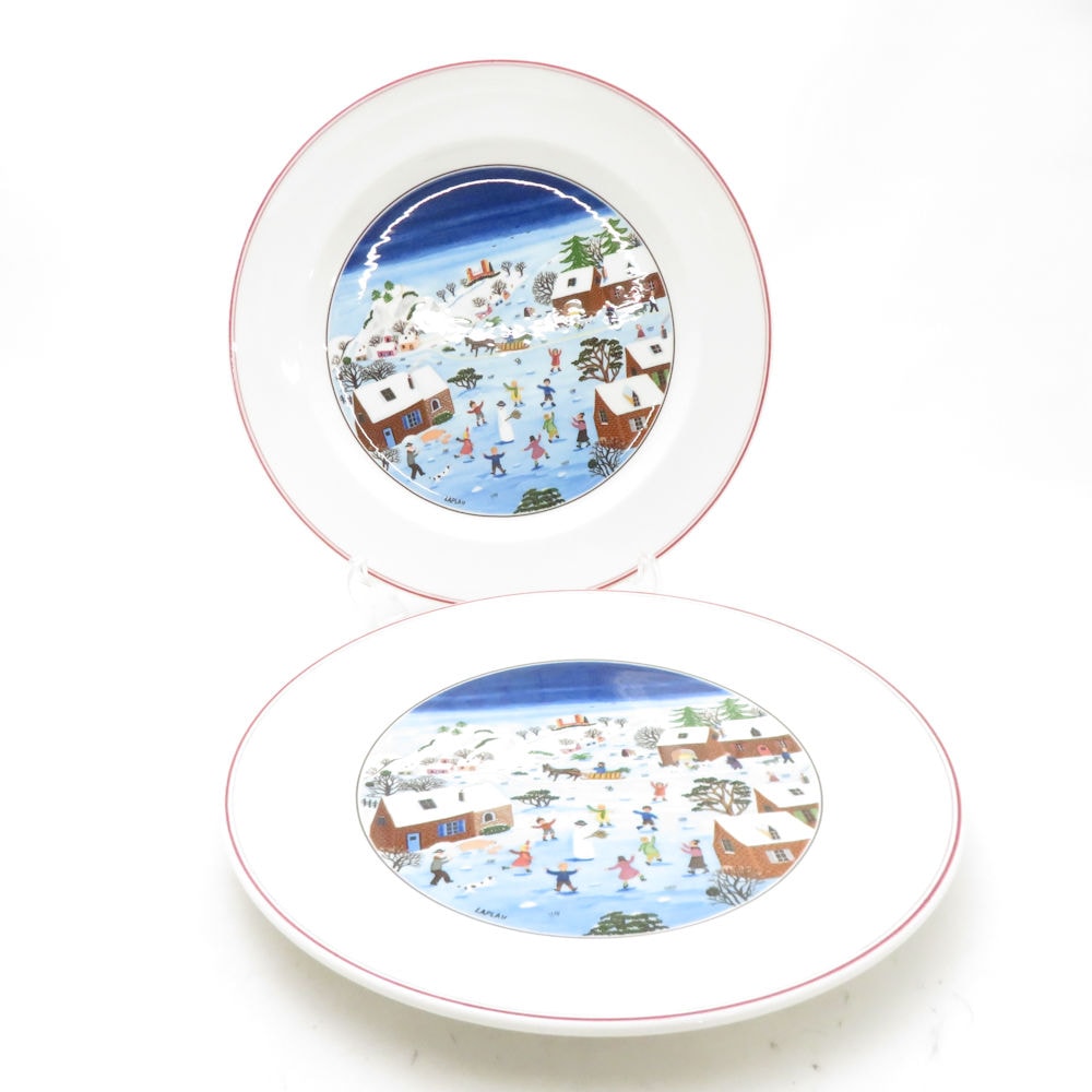 美品 Villeroy&Boch ビレロイ＆ボッホ ナイーフ クリスマス 大皿 2枚 ペア 27cmプレート ディナー SU13989K2 【中古】