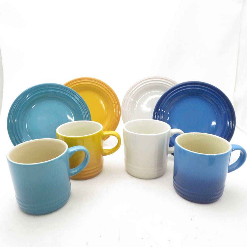 美品 Le Creuset ルクルーゼ マグカップ 中皿 8点 ストーンウェア セット 350ml/17cmプレート コップ SC10699V2 【中古】