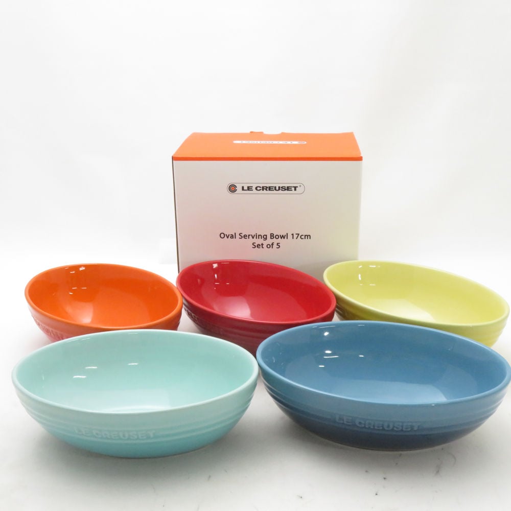 未使用 Le Creuset ルクルーゼ オーバル サービング ボール ボウル 5点 セット 17cm サラダ SM5104J1 【中古】