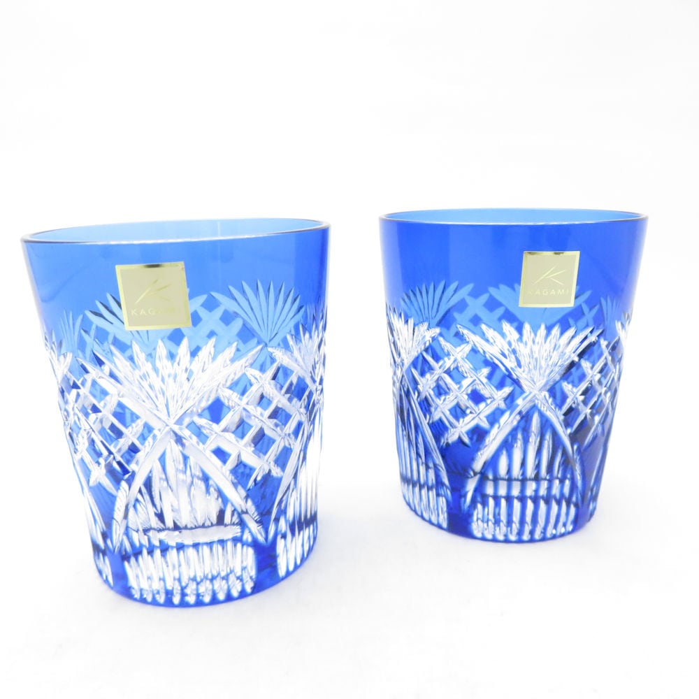 KAGAMI カガミクリスタル 江戸切子 タンブラー 2点 ペア ロックグラス SC10976X2 【中古】