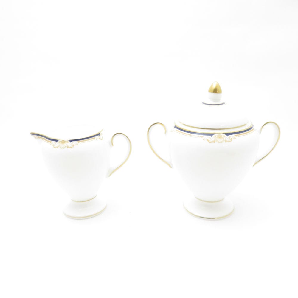 美品 WEDGWOOD ウェッジウッド キャベンディッシュ シュガーポット＆クリーマー 2点 セット 旧刻印 黒壺 ミルク 砂糖 SC10980X2 【中古】