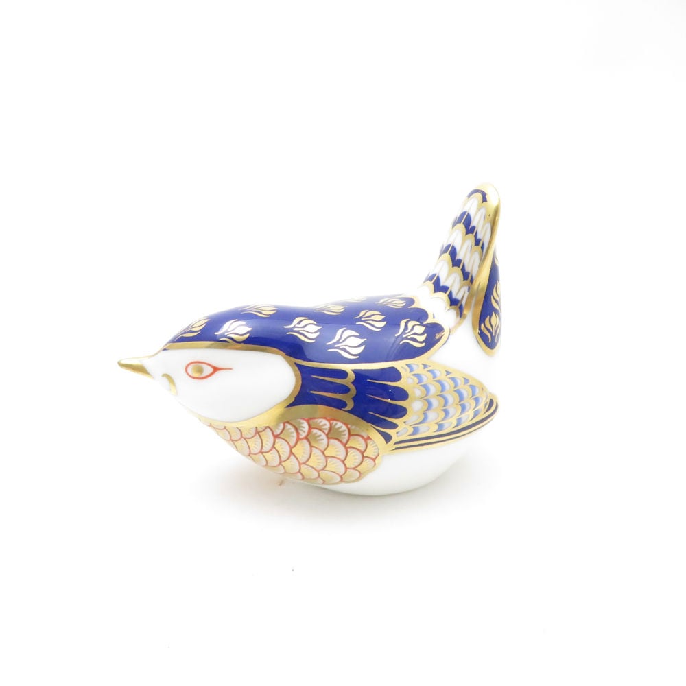 美品 Royal Crown Derby ロイヤルクラウンダービー ミソサザイ ペーパーウェイト 1点 置物 フィギュリン バード 鳥 陶器人形 SU13806X1 【中古】