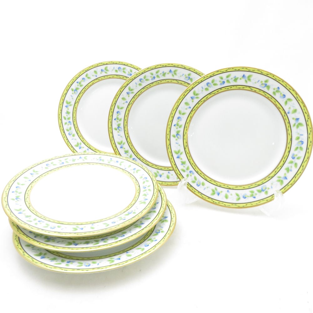 RAYNAUD レイノーリモージュ モーニンググローリー 中皿 6枚 セット 19cmプレート 花柄 朝顔 フランス SC10766B1 【中古】