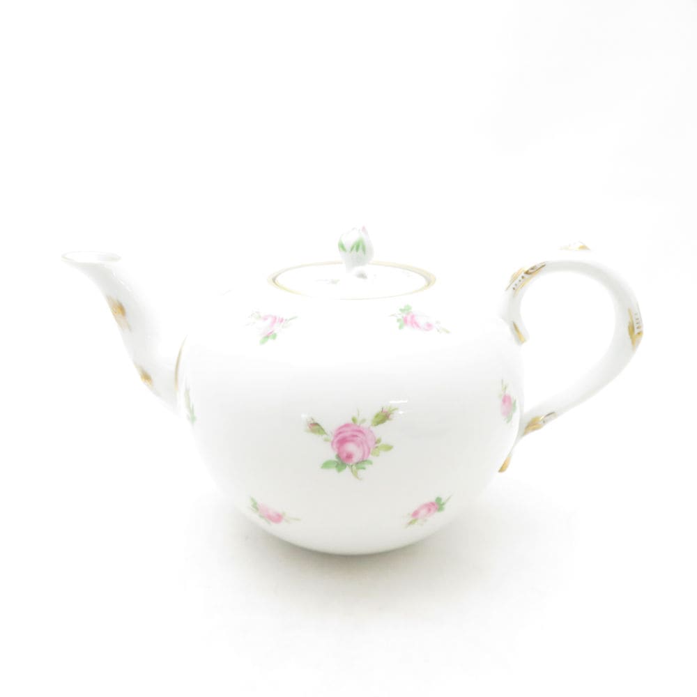 美品 MEISSEN マイセン ピンクローズ ティーポット 1点 茶器 小花散らし 薔薇 バラ 希少 レア SC10796B1 【中古】