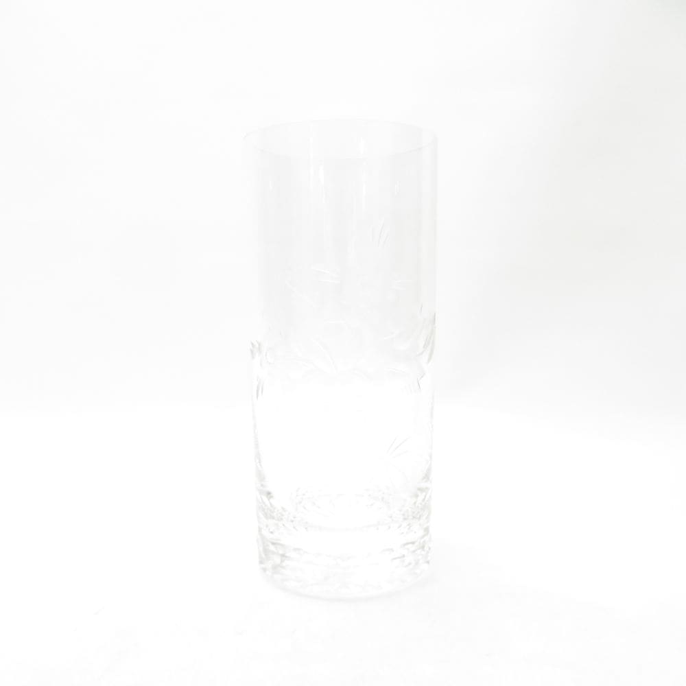 美品 Meissen Crystal マイセンクリスタル ハイボールタンブラー 1点 H14cm グラス 花 フラワー SC10808B1 【中古】