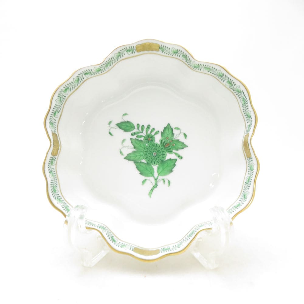Herend ヘレンド アポニーグリーン AV クッキーディッシュ 1枚 14cmプレート 小皿 トレイ SC10928X1 【中古】