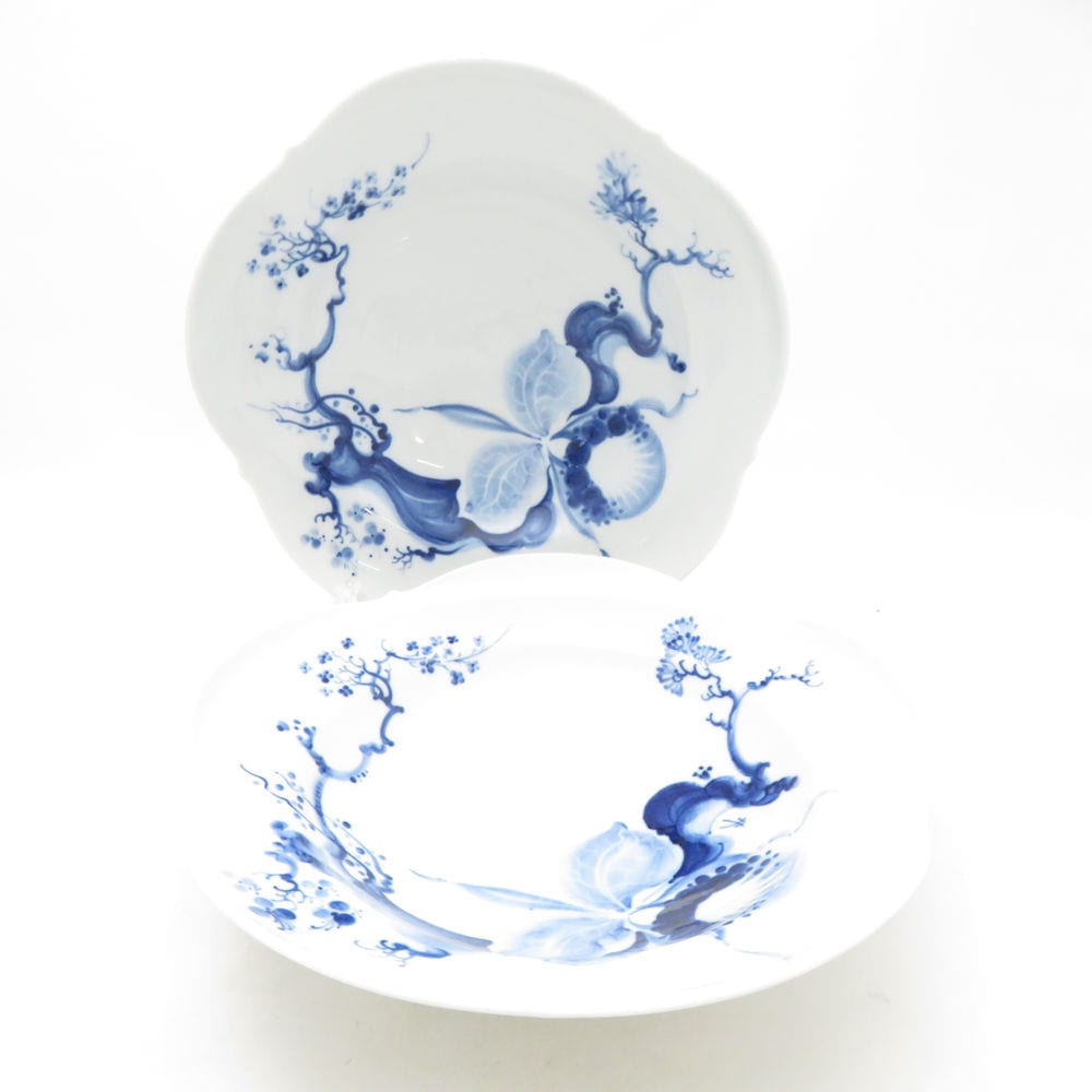 美品 MEISSEN マイセン ブルーオーキッド スーププレート 2枚 ペア 23cm 23488 ディープ 深皿 SC10939X1 【中古】