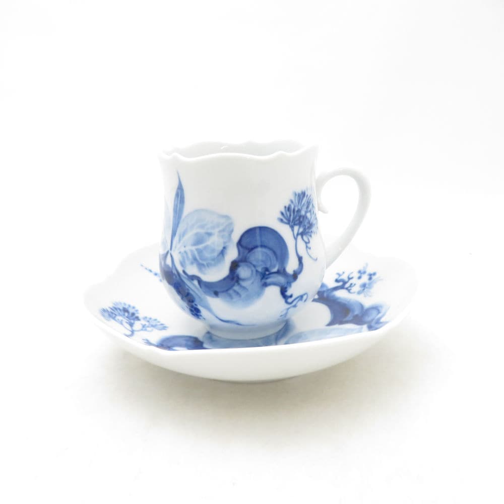 未使用 MEISSEN マイセン ブルーオーキッド コーヒーカップ＆ソーサー 1客 珈琲 白 青 陶磁器 高級 SC10940X1 【中古】
