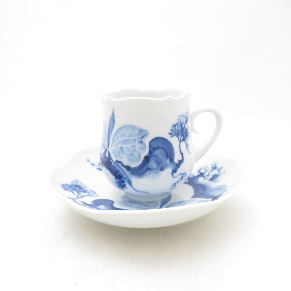 未使用 MEISSEN マイセン ブルーオーキッド コーヒーカップ＆ソーサー 1客 珈琲 白 青 陶磁器 高級 SC10941X1 【中古】