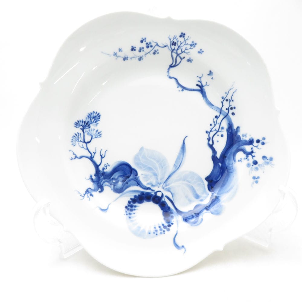 美品 MEISSEN マイセン ブルーオーキッド 大皿 1枚 26cmプレート 23475 白 青 陶磁器 高級 SU13879X1 【中古】