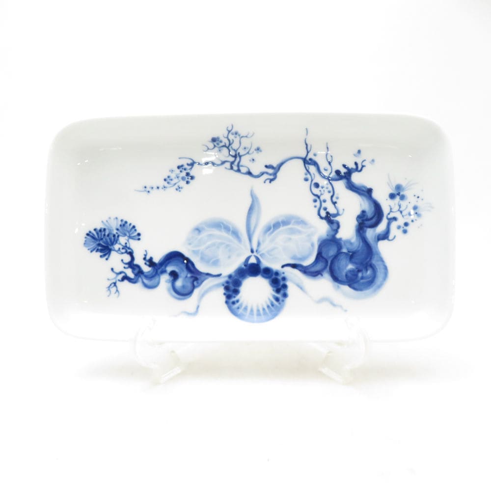 美品 MEISSEN マイセン ブルーオーキッド 長角皿 1枚 24cmプレート トレイ 44060 陶磁器 高級 SU13882X1 【中古】