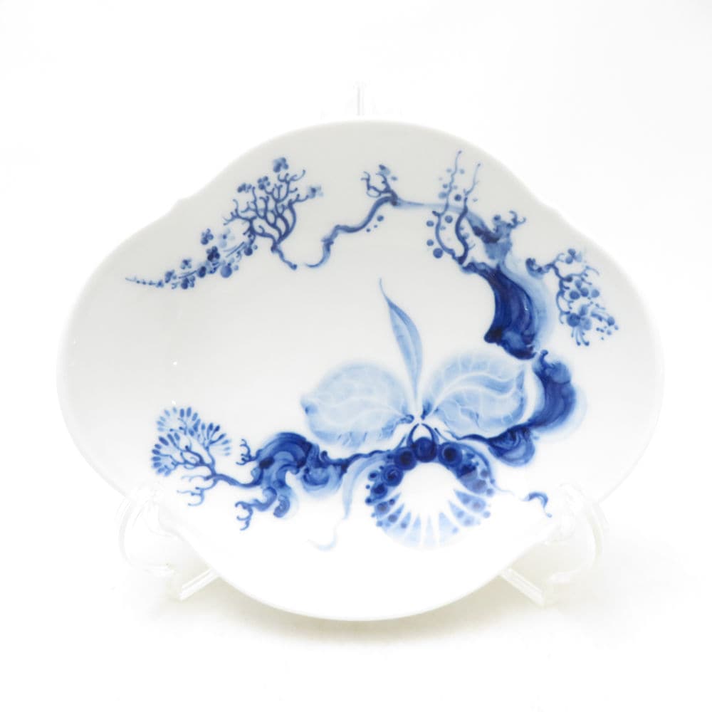 未使用 MEISSEN マイセン ブルーオーキッド オードブルディッシュ 1枚 16cmプレート オーバル皿 23284 高級陶磁器 SU13885V2 【中古】