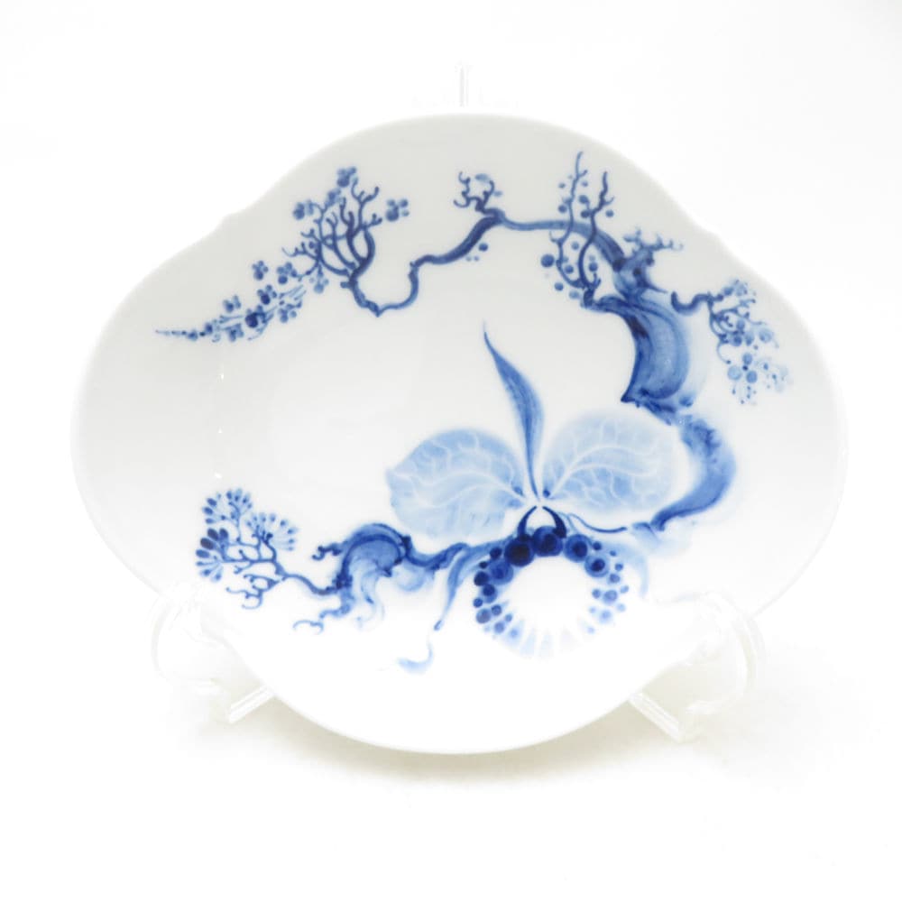 未使用 MEISSEN マイセン ブルーオーキッド オードブルディッシュ 1枚 16cmプレート オーバル皿 23284 高級陶磁器 SU13886V2 【中古】