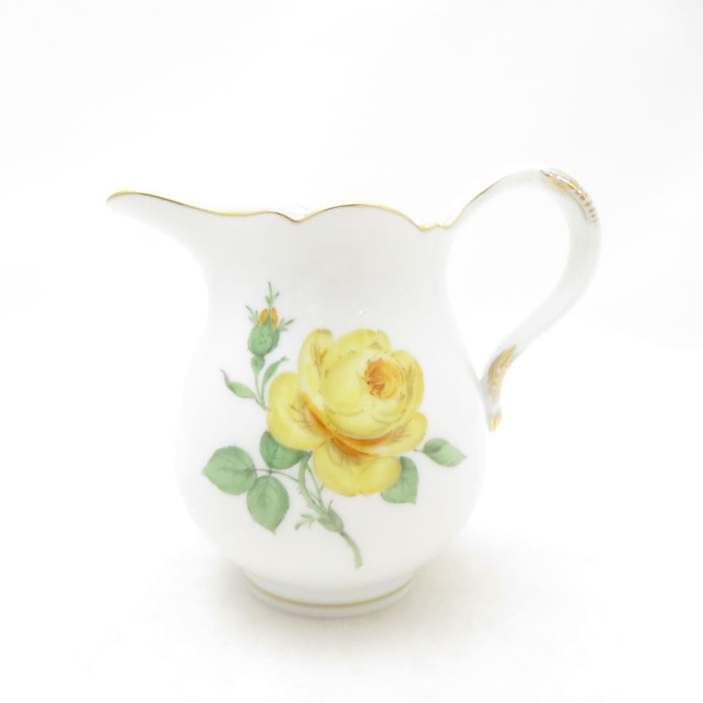 美品 MEISSEN マイセン マイセンのバラ(イエロー)020610 クリーマー 1点 イエローローズ 薔薇 黄 金彩 ミルクポット SU13889V2 【中古】