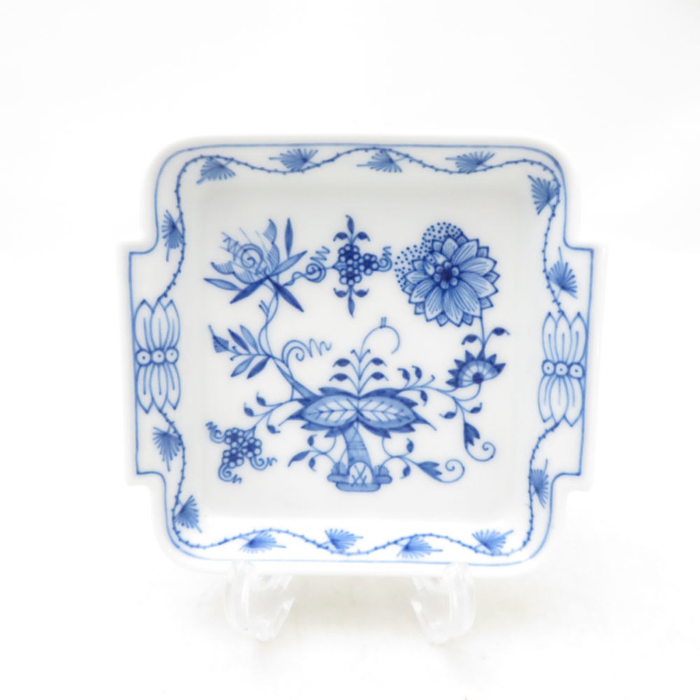 未使用 MEISSEN マイセン ブルーオニオン 53622 スモールディッシュ 1枚 小皿 11×10cmプレート 白 青 高級 陶磁器 SU13892V2 【中古】