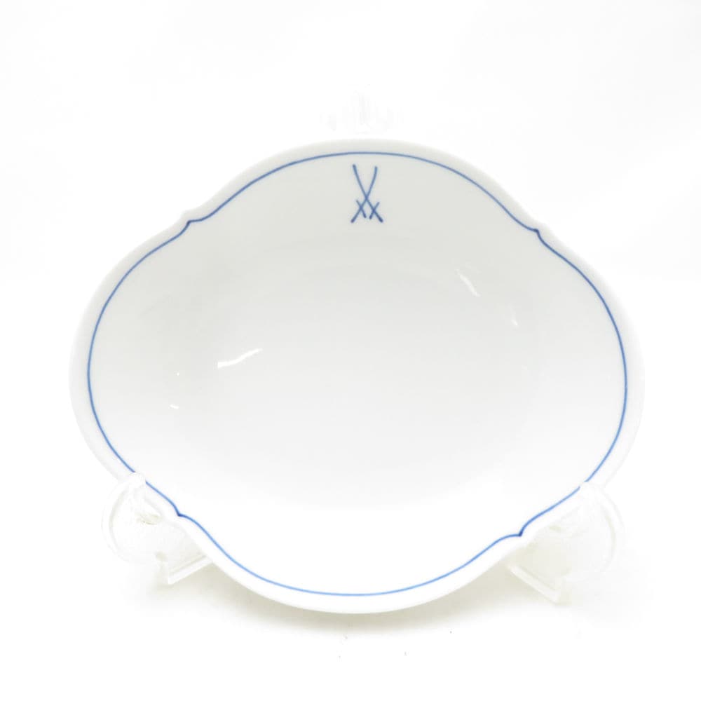 未使用 MEISSEN マイセン ホワイトマイセン（VIP）双剣マーク 23284 オードブルディッシュ 1枚 16cmプレート オーバル皿 23284 高級陶磁器 SU13898V2 【中古】