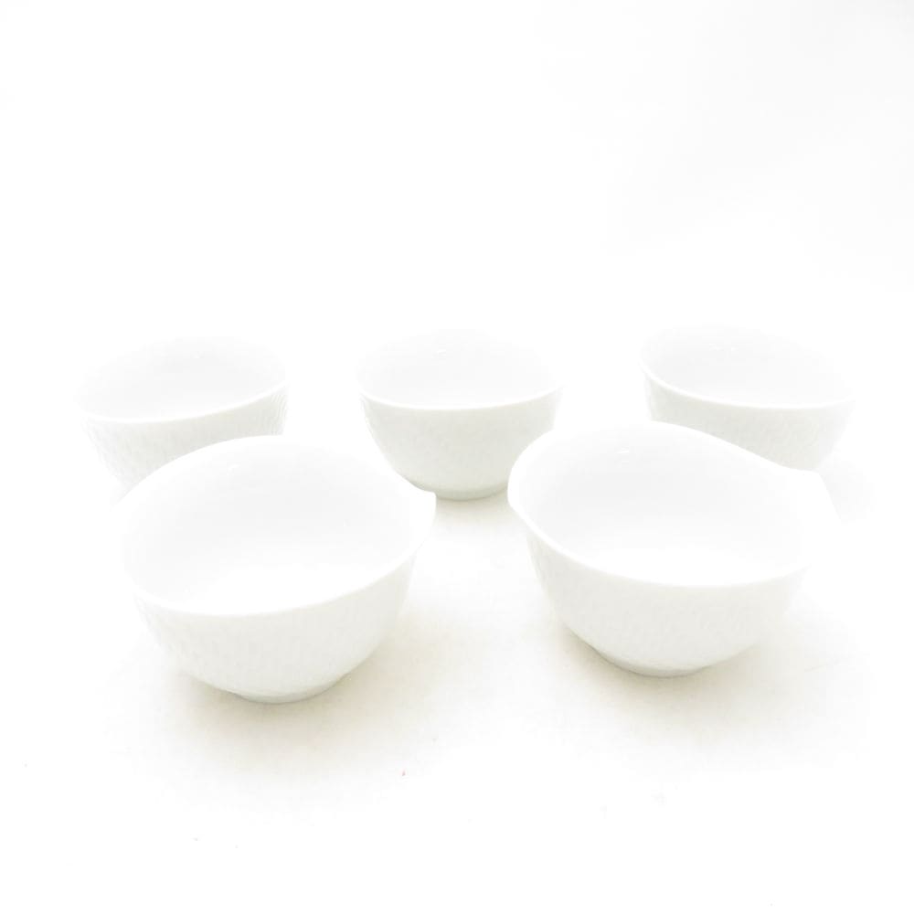 美品 MEISSEN マイセン 波の戯れ ホワイト 29620 スモールカップ 5点 セット 湯呑み コップ 白磁 高級 SU13908V2 【中古】