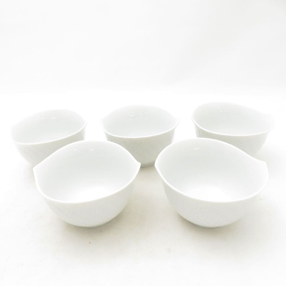 美品 MEISSEN マイセン 波の戯れ ホワイト 29620 スモールカップ 5点 セット 湯呑み コップ 白磁 高級 SU13909V2 【中古】