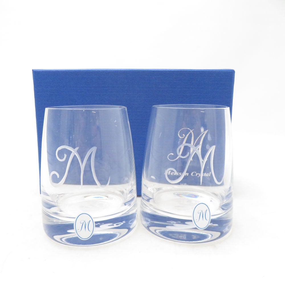 未使用 Meissen Crystal マイセンクリスタル Mロゴ 38117 タンブラー 2点 ペア ロックグラス ウィスキー コップ SU13910V2 【中古】