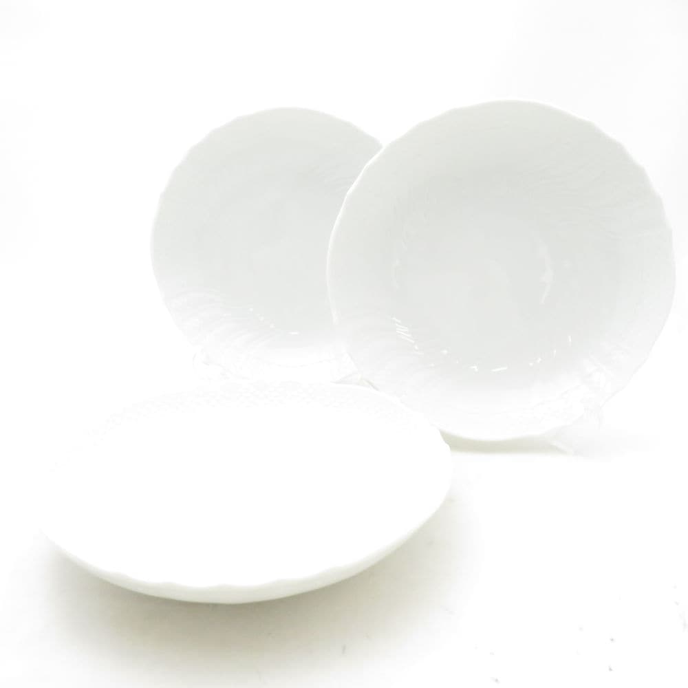 美品 Richard Ginori リチャードジノリ ベッキオホワイト 盛り皿 3枚 21cmプレートセット ディッシュラウンド 白 SU13930V2 【中古】