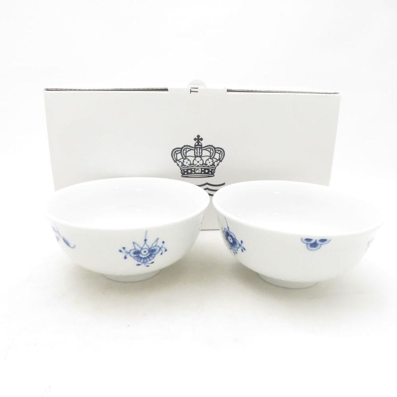 未使用 ROYAL COPENHAGEN ロイヤルコペンハーゲン ブルーパルメッテ ブロッサム ライスボウル 2点 ペア 茶碗 飯 テーブルウェア SU13996A2 【中古】