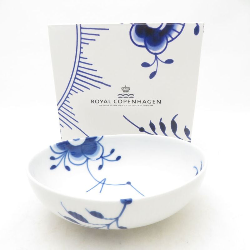 未使用 ROYAL COPENHAGEN ロイヤルコペンハーゲン ブルーフルーテッド メガ オーバルボウル 15.5cm 深皿 サラダ フルーツ ヨーグルト SU13999A2 【中古】