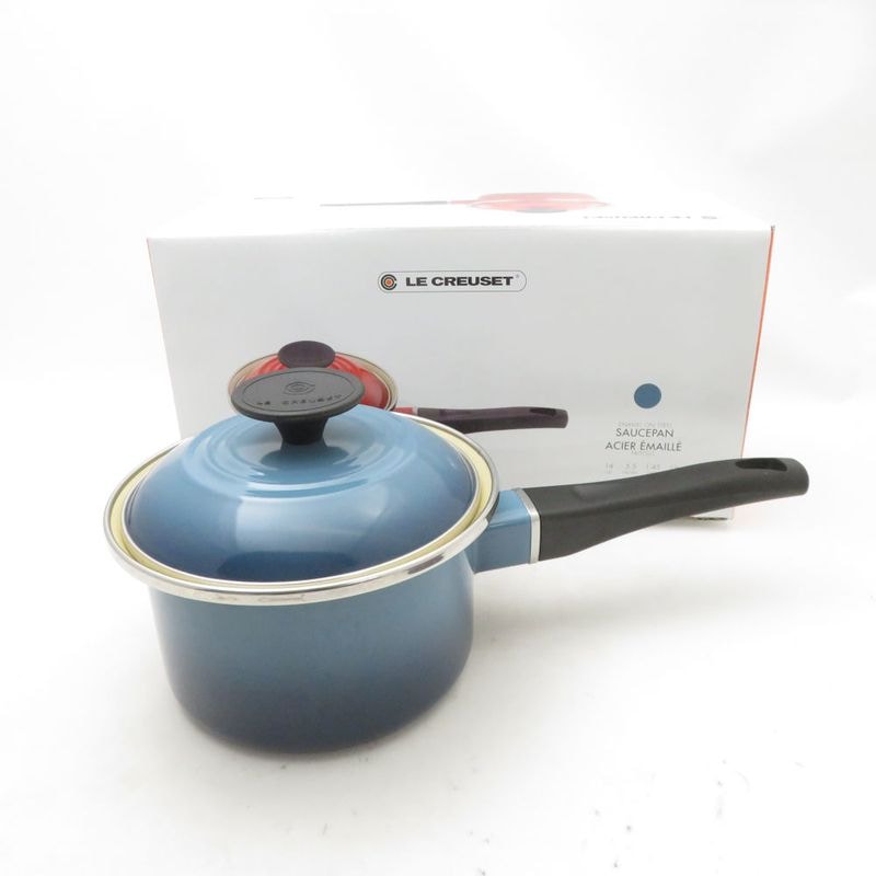 Le Creuset ルクルーゼ ソースパン 片手鍋 マリンブルー 14cm SM5268K1 【中古】